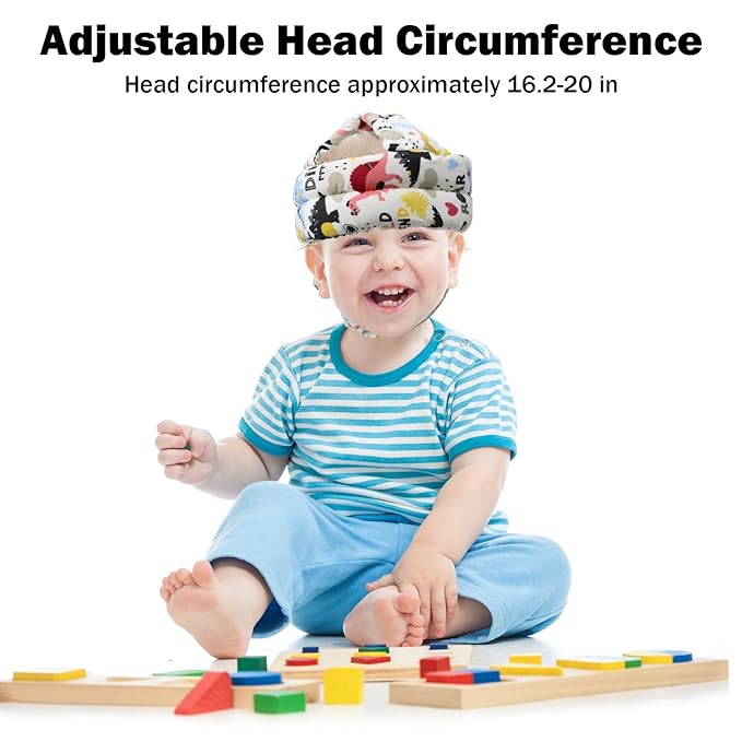 Baby Head Protector Baby Helmet for Crawling Walking, No Bumps Safety Head Adjustable Protective Cap for Walking, Playing (Dinosaur A)