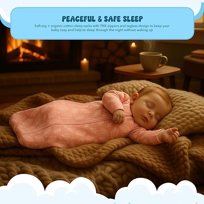 Babysoy Long Sleeve Wearable Blanket Sleep Sack, Infant to Toddler Sleeping Bag, Choose from size 0-24 Months