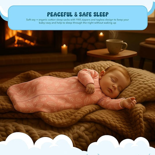 Babysoy Long Sleeve Wearable Blanket Sleep Sack, Infant to Toddler Sleeping Bag, Choose from size 0-24 Months