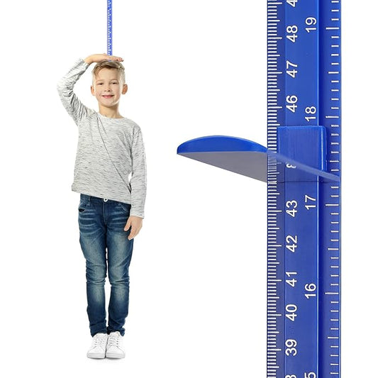 EASYXQ Height Measurement for Wall, Children Height Chart Ruler, Portable 3D Removable Growth Chart, Wall Height Measurement for Kids and Nursery Medical Office 79 inch (Blue)