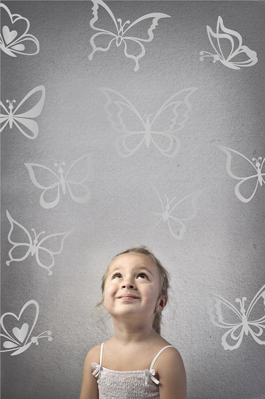 The Decal Guru Butterfly Wall Art Vinyl Stickers DIY Nursery or Girls Room Decor Peel and Stick Butterflies Decals (Silver, 55x58 inches)