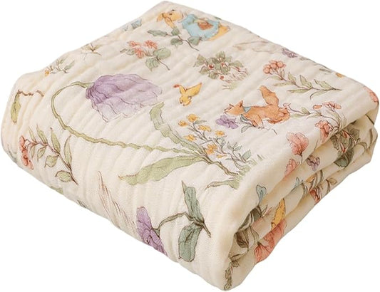 Ultra-Soft Muslin Baby Blanket - Premium Woodland Swaddle, Crib & Nursery Blanket (Gender Neutral), 43x43