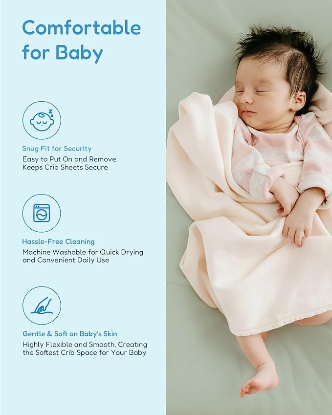 Baby Crib Sheets for Standard Crib Mattress - Green+Giraff, Soft Jersey Knit, Safe and Snug, for 28''x52''x9'' Extra Deep Pocket