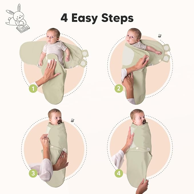 KeaBabies 3-Pack Organic Baby Swaddle Sleep Sacks - Swaddles for Newborns, Infant 0-3 Months, Baby Girls, Boys, Soft & Snug Newborn Sleep Sack, Nursery Swaddling Blankets (Dino Ridge)