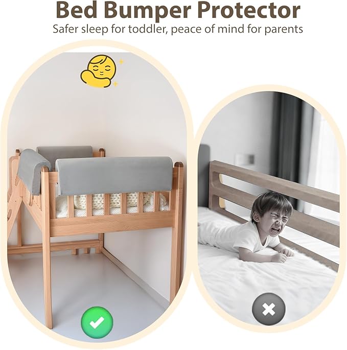 Toddlers' Bed Rail Bumpers – Extra Tall, Anti-Collision Bed Rail Protector with Washable Cover, Fits Toddler, Bunk & Loft Beds, 3 Ft, 1-Pack
