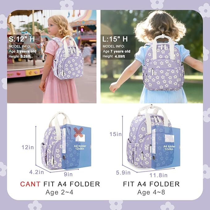 Bluboon Kids Backpack for Girls Boys 4-8 Cute 15" School Backpacks Preschool Kindergarten Bookbags Daycare Travel