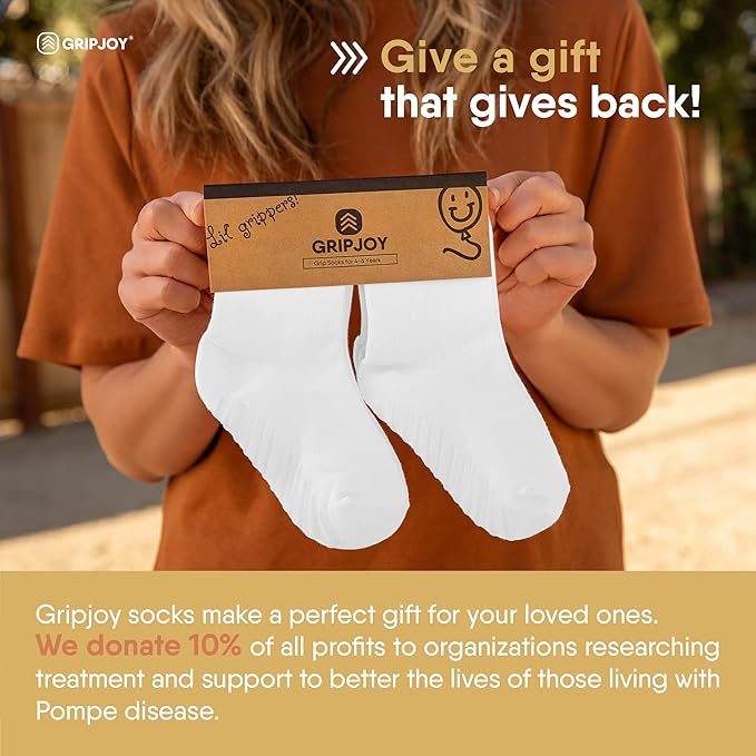 Gripjoy Toddler Socks with Grippers, Non-Slip for Kids, Enhanced Stability, Comfortable Cotton - 4 Pairs
