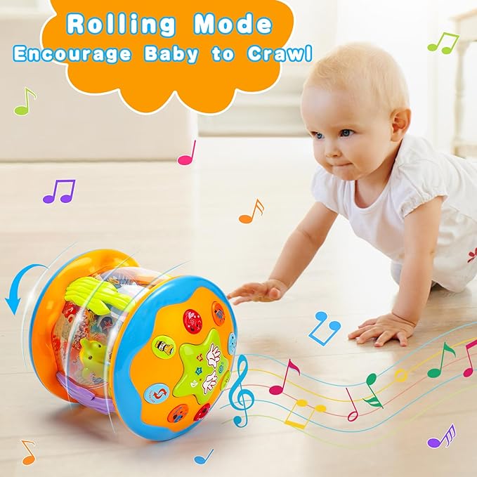Tsomtto Baby Musical Toys 12 Months Rotating Projector Light Up Infant Tummy Time Toys Sensory Toddler Toy Age 1-2-4 New Birthday Gifts for 1 Year Old Girl Boy Baby Aquarium Learning Toy