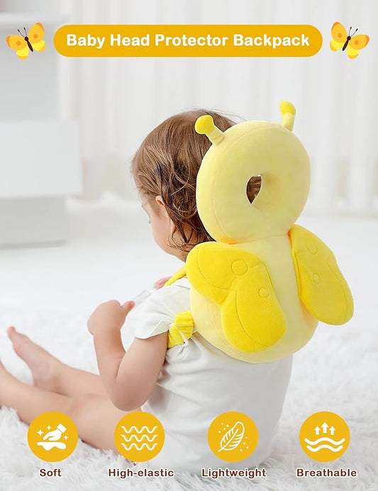 JunNeng Baby Head Protector Backpack, Toddler Walking Fall Head Protection,Yellow Butterfly