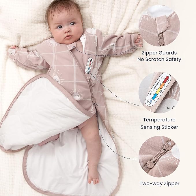 Unisex Sleeping Bag for Babies and Toddlers 1.0 Tog Sleep Sack 0-6 Months, Newborn Sleep Sack, Wearable Blanket Baby, One Piece Long Sleeves, Gifts for Baby