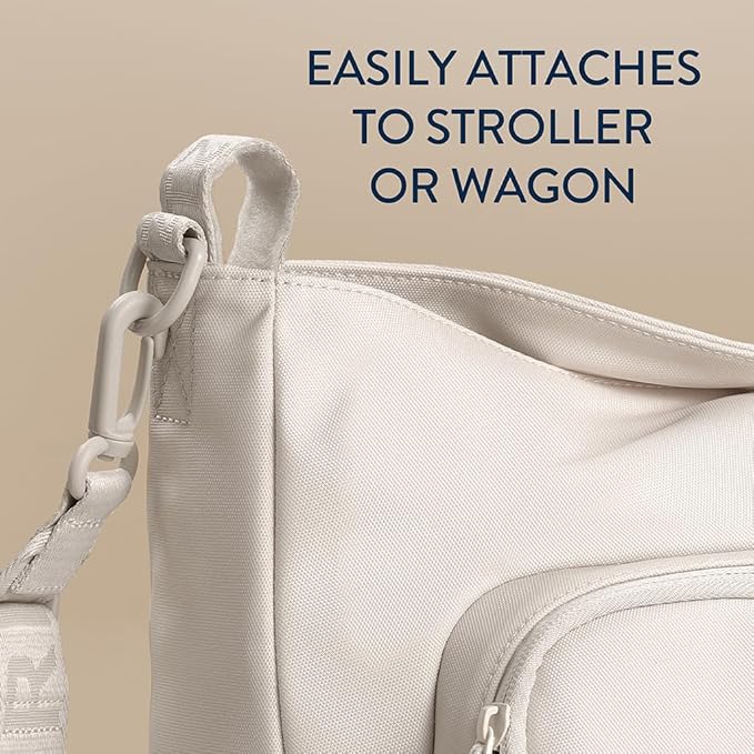 Itzy Ritzy Belong Cargo Caddy - Attaches to Stroller or Wagon; Also Includes Shoulder/Crossbody Strap (Cream)