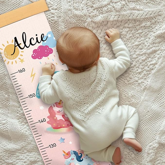 Woodemon Personalize Name Growth Chart for Kids, Unicorn Kids Growth & Measuring Chart, Growth Chart for Wall, Height Measure Wall Chart Bedroom Nursery Wall Decoration,Playroom Essentials