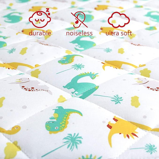 Pack and Play Sheets Fitted, Breathable Thick Playard Lovely Print Cover 39"×27"×5" Compatible with Graco Pack n Play, Dinosaur