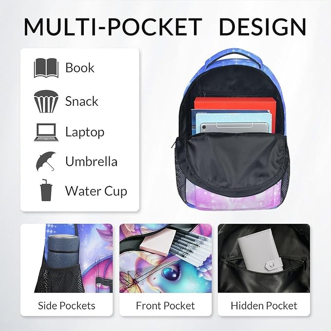 Kids School Backpack - Dragon Backpacks for Girls - Bookbag Gifts for Daughter - School Bag for Kindergarten/Preschool/Elementary(17 Inch)