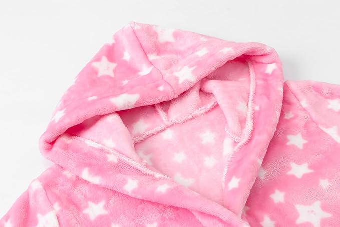 Girls Fleece Hooded Robes, Kids Soft Premium Fuzzy Bathrobe for Gifts, 2-12 Years