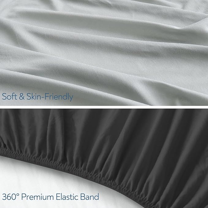 Stretchy Crib Sheets for Boys or Girls, 4 Pack Baby Sheets Fitted for Standard Crib and Toddler Mattress 52" x 28", Soft and Breathable Fitted Crib Sheets Neutral, Grey & Black