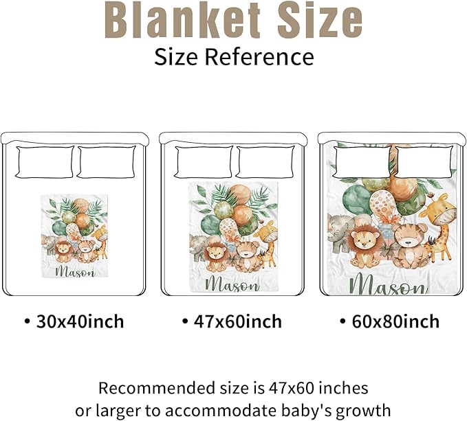 Personalized Baby Crib Bedding Set, Custom Name Lion Giraffe Baby Bedding 2-Pcs Set - Soft Double Layer Dotted Blanket and Fitted Sheet, Nursery Bedding for Newborn Boys Girls, Perfect Shower Gift