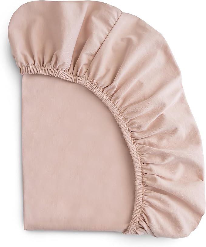 mushie Stretchy & Soft Mini Crib Sheet | Fitted 24" x 38" (Blush)