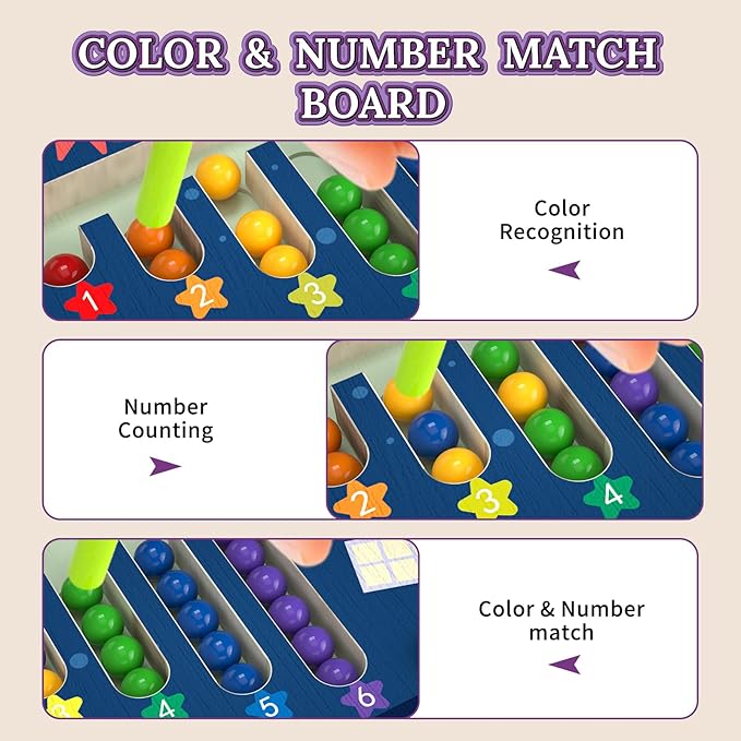 Magnetic Color and Number Space Maze Level 2– Montessori Wooden Puzzle Toy for Toddlers, Preschool Learning Activity for Fine Motor Skills, Educational Gift for Kids Ages 2+