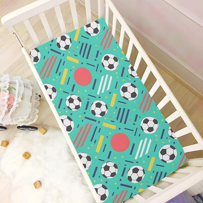 Baby Crib Sheets Fitted Crib Sheet Standard Crib and Toddler Mattress for Boys Girls 39 * 27in Pink Starfish Shell Pattern (Soccer Balls Geometric Shapes, Small)