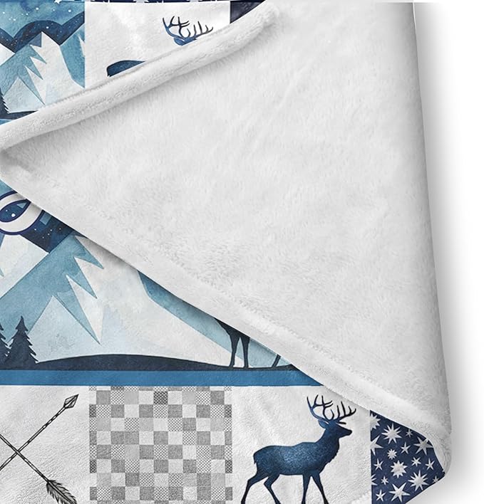 Custom Baby Bedding Set, Personalized Blue Deer Forest Bedding, Baby Blanket Fitted Sheet Changing Cover Nursery Rug Room Decor Gift Idea