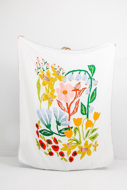 CLEMENTINE KIDS Twin Muslin Throw Blanket (Cottage Garden)