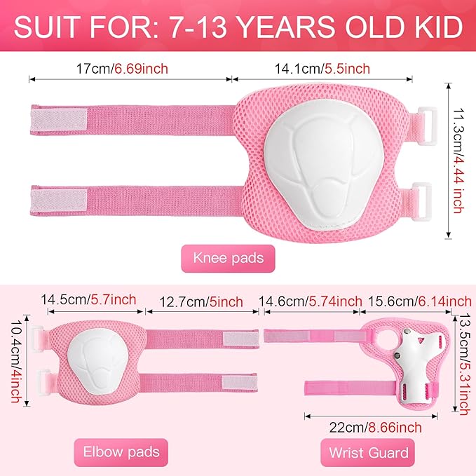 Kids Protective Gear Set Knee Pads for Kids 3-14 Years Toddler Knee and Elbow Pads with Wrist Guards 3 in 1 for Skating Cycling Bike Rollerblading Scooter