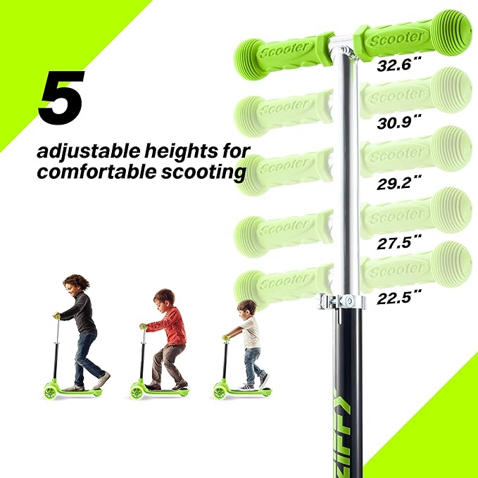 ZIFFY Multicolor 3 Wheel Scooter for Kids 3-5, Toddler Kick Scooters with LED Light-Up Wheels for Boys and Girls, 5 Adjustable Height and Lean-to-Steer Design, Support up to 110 lbs by JOVA