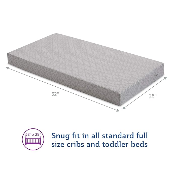 Sealy Baby Butterfly Crib Mattress plus Toddler Bed Fit, Premium American Foam, Washable Easy to Clean Zip Off Cover, GREENGUARD Gold Certified, Safety & Quality Tested, Made in USA, 52"X28"