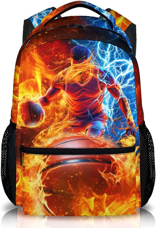 CustomWish Boys Basketball Backpacks - Sport Backpacks for Kids School - Lightweight Back to School Supplies - 17 Inch Cool Bookbag for Elementary Middle Primary High Senior
