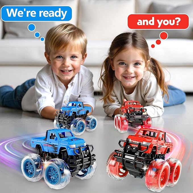 Monster Trucks Toys for Toddlers Boys: Light-up Wheels for Kids Age 2-4 Years Old,Toy Car for Kid Ages 3-5,Boy Cars to 3-6,Toy Truck for Toddler 1-3,Jam Birthday Gift for Children 1-3