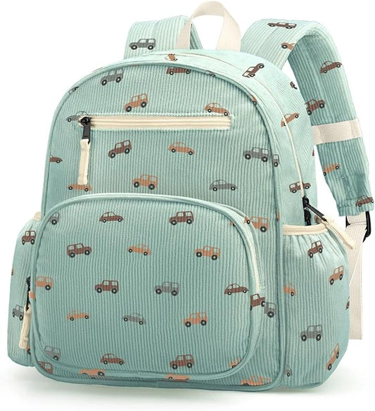atgark Corduroy Toddler Backpack for Boys 2-5, Cute Kids Backpacks Boys - Preschool Kindergarten Backpack 13.7" H Fit Folder