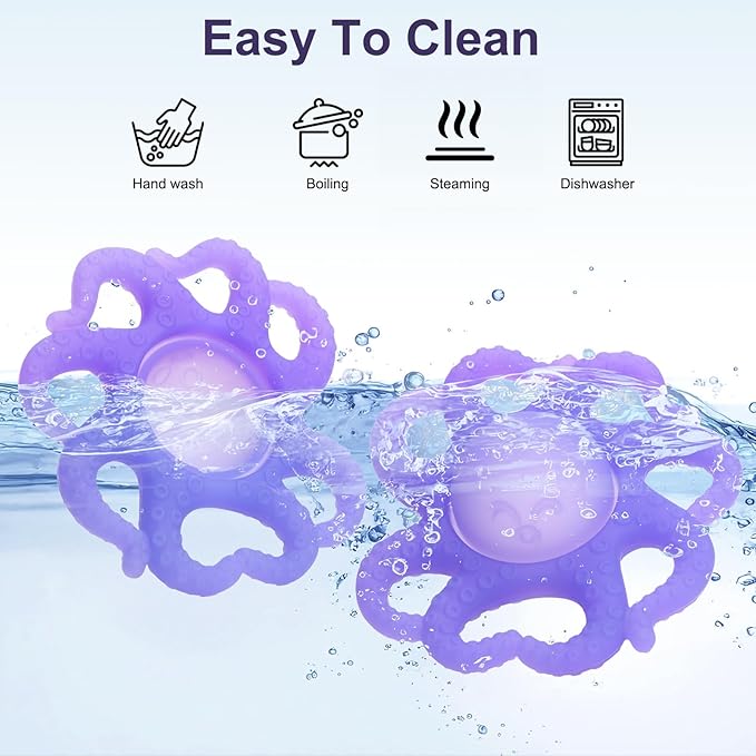 Baby Teething Toys 3-6 Months, Octopus Baby Teethers 6-12 Months, Silicone Teether Toy for Infants Relief 0-12 Months, BPA-Free Chew Toy for Soothing Sore Gums, Newborn Sensory Toy Gift for Boy Girl-A