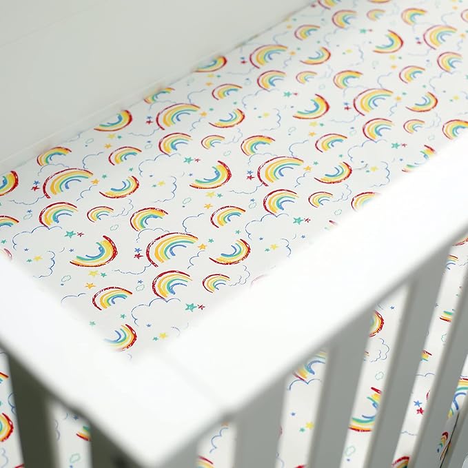 Baby Girl Nursery Sheet - Microfiber Fitted Crib Sheet Baby Sheet for Standard Crib and Toddler mattresses Nursery Bedding Sheet Crib Mattress Sheets for Boys and Girls 1 Pack Rainbow - by UOMNY