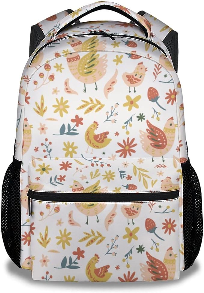 COOPASIA Chicken Backpack, 16 Inch Animal Theme Bookbag with Adjustable Straps, Durable, Lightweight, Large Capacity, School Backpack for Kids Girls Boys