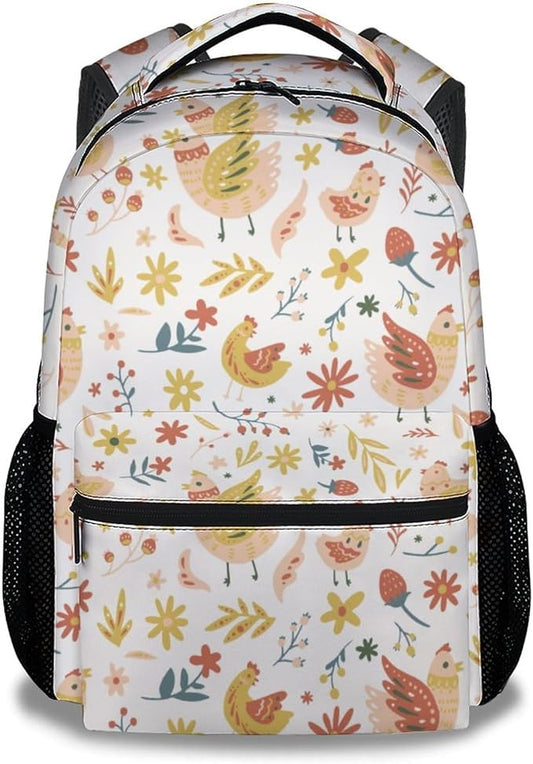 COOPASIA Chicken Backpack, 16 Inch Animal Theme Bookbag with Adjustable Straps, Durable, Lightweight, Large Capacity, School Backpack for Kids Girls Boys