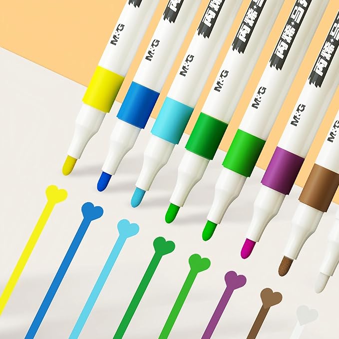M&G Acrylic Paint Pens Markers Stocking Stuffers, 12 Colors with Medium Tip, Christmas Gifts for artists, Acrylic Paint Markers for Rock Painting, Ceramic, Metal, Glass, DIY Crafts,fabric paint