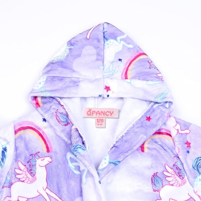 QPANCY Girls Robe Kids Bathrobes Soft Plush Fleece Pajamas Sleepwear