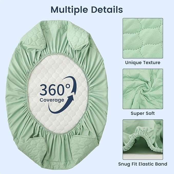 david's kids 2 Pack 52''x28'' Waterproof Crib Mattress Protector Pad Cover Stretch up to 8", Fitted Standard Crib and Toddler Mattresses, Soft and Breathable for Boys Girls, Navy Blue & Sage Green