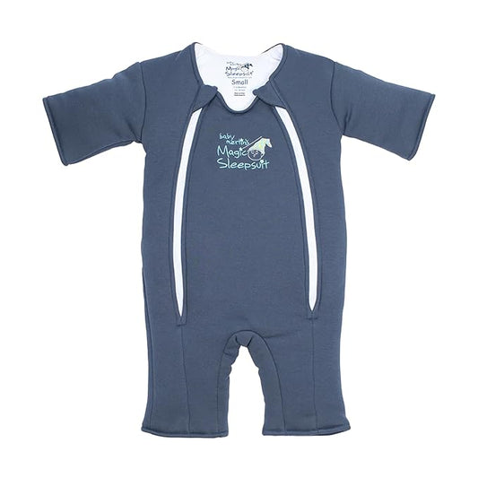 Magic Sleepsuit Baby Merlin's Cotton Baby Swaddle Transition Product - Soft and Cozy Design, Double Zipper for Easy Diaper Changes, Promotes Safe Sleep, 3-6 Months - Navy Blue - Small 12-18lbs