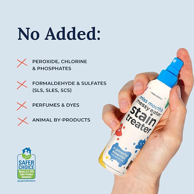 Miss Mouth’s Messy Eater Stain Treater Refill Ready Kit - 2 Pack Stain Remover Spray and 16oz Refill Pouch - Newborn & Baby Essentials - Food, Grease, Coffee Off Laundry, Underwear, Fabric