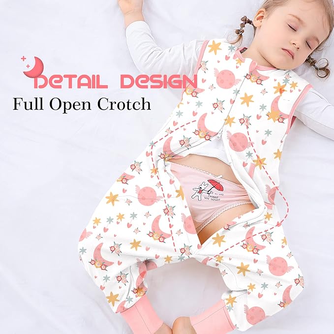 Toddler Sleeping Sack, Toddler Sleep Sack with Feet, Walker Wearable Blanket, Sleep Sack with Legs,0.5Tog（Flower 3T-5T）