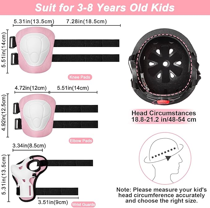 FIODAY Kids Helmet Knee Pads for Kids Unicorn Knee and Elbow Pads Wrist Guards Adjustable Protective Gear Set for Girls Boys Sports Skateboard Inline Skating Scooter