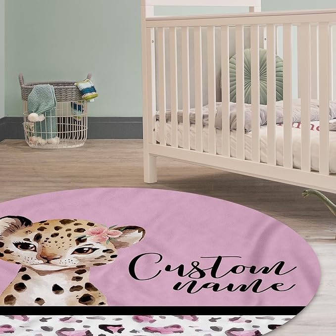 Personalized Baby Crib Bedding Set: 4 Piece Custom Pink Leopard Crib Bed Set with Name, Nursery Bedding Set for Baby Girls, Newborn Boys Crib Sets, Crib Bedding Custom Gift, Crib Sheet