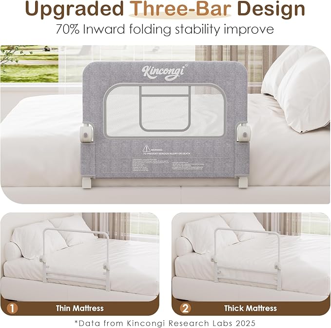 Bed Rail for Toddlers, 32 Inch Swing Down Baby Bed Rail Guard with Wider U-Shape Base, Breathable Toddler Bed Rails for King, Queen, Full, Twin Bed Guard Rail for Toddlers