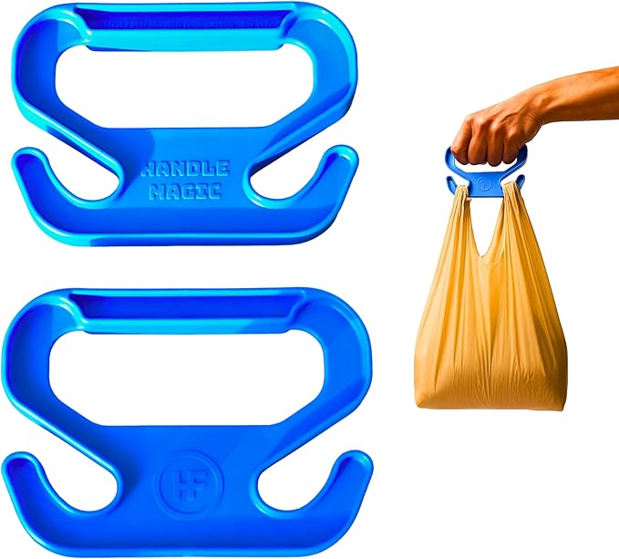 Handle Magic (2 Units) – Ergonomic Shopping Bag Handle | Comfort Grip for Grocery Bags | Lightweight Household Accessory for Daily Shopping & Travel (Blue)