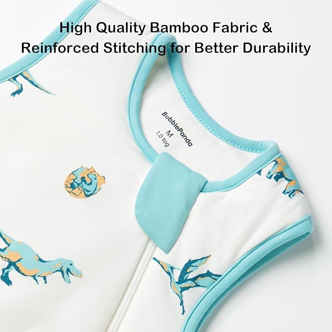 BubblePanda Rayon Made from Bamboo Sleep Sack 12-18 Months 1.0 Tog Soft Toddler Sleeping Sack for Babies 2-Way Zipper Baby Wearable Blanket