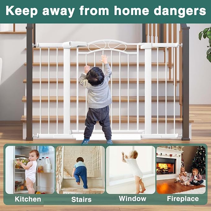 Fairy Baby 68.1"-70.8" Extra Wide Press Mounted Baby Gate Indoor for Kids Or Pets Walk Thru No Drill Long Dog Gates for The House Doorway Child Safety Gate