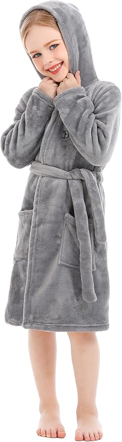 Toddler Robes Cute Pattern Bathrobe Unisex Kids Robe Baby Flannel Hoodie Pajamas Sleepwear