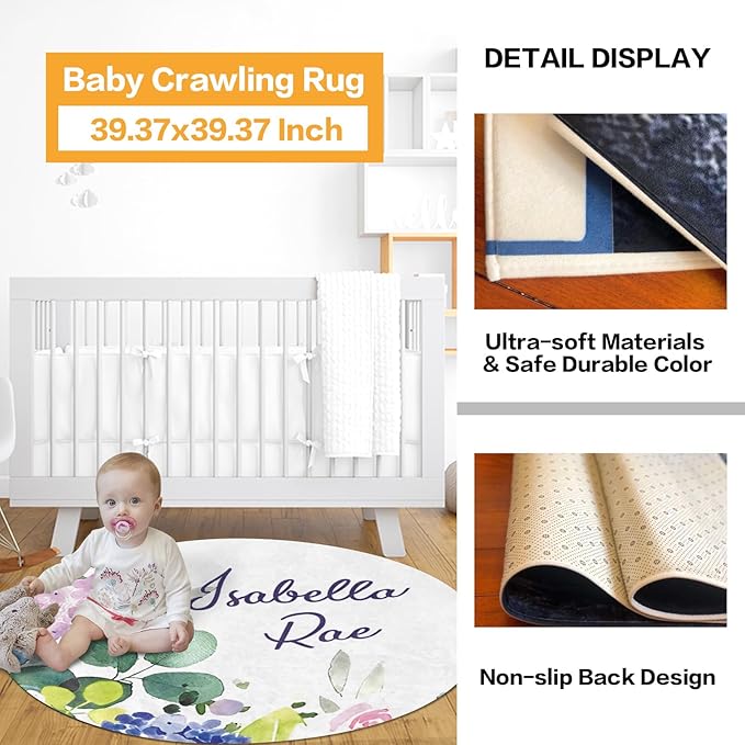 Custom Nursery Crib Bedding Set: Personalized Nursery Decor Baby Blanket Fitted Crib Sheet Changing Pad Cover Baby Room Rug Horn Leaves Pattern Gift Idea(Fixed Size)